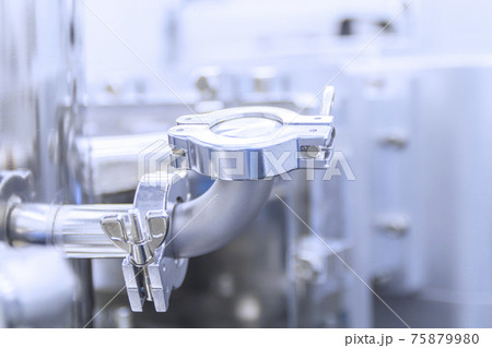 Part of chamber vacuum device industrial equipment silver color of research and development laboratory high technology . 75879980