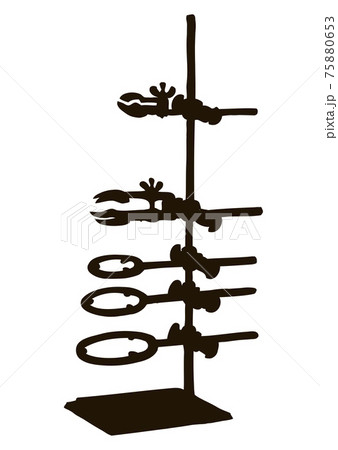 Retort lab stand. Vector sketch Retort lab stand. Vector sketch 75880653