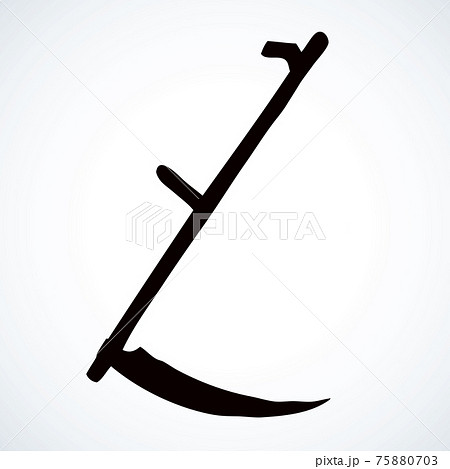 Iron scythe. Vector drawing Iron scythe. Vector drawing 75880703