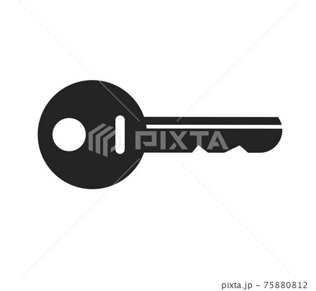 Door key icon shape or silhouette vector isolated flat cartoon illustration black and white pictogram Door key icon shape or silhouette vector isolated flat cartoon illustration black and white pictogram 75880812
