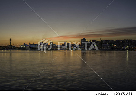Old Port of Genoa seen at night Liguria 75880942