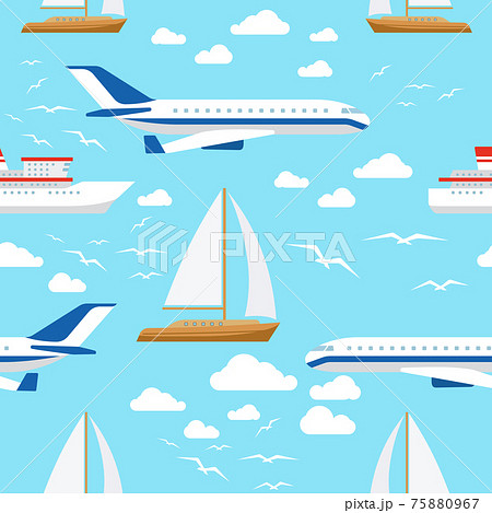 Seamless pattern with transport and clouds Seamless pattern with transport and clouds 75880967