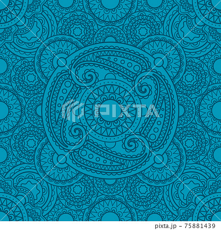 Mystical blue pattern with mandalas Mystical blue pattern with mandalas 75881439