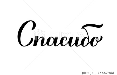 Thank you calligraphy hand lettering in Russian language isolated on white background. Vector template for wedding thank you card, tag, banner, poster, label, sticker etc. Thank you calligraphy hand lettering in Russian language isolated on white background. Vector template for wedding thank you card, tag, banner, poster, label, sticker etc. 75882988