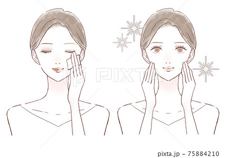 Before And After Of Women Who Remove Makeup Stock Illustration