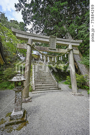 熊野三山の奥の宮 玉置神社 本社の写真素材