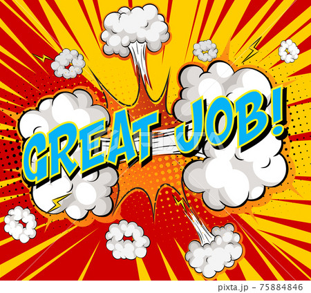 Word great job on comic cloud explosion background 75884846