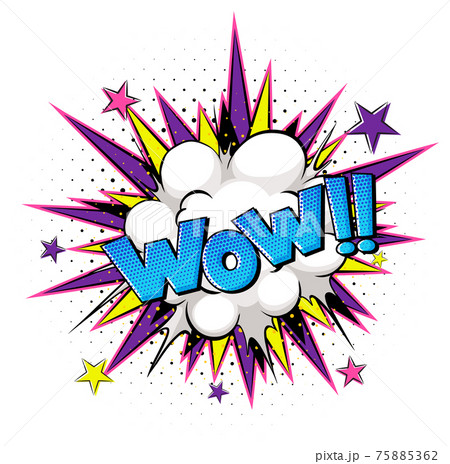 Wow Word On Bomb Explosion Isolatedのイラスト素材