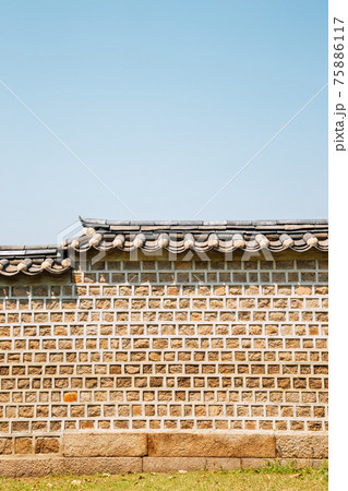 Korean traditional stone wall at Jongmyo Shrine in Seoul, Korea 75886117