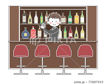 バーで働く男性バーテンダーのイラストのイラスト素材 バーで働く男性バーテンダーのイラストのイラスト素材