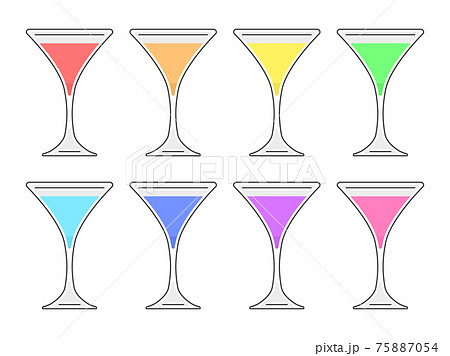 グラスに入ったカクテルのイラストセットのイラスト素材