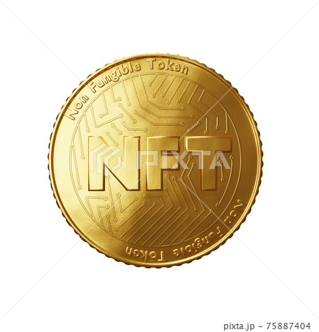 Nft - non fungible token concept. 3d render - Coin with inscription NFT 75887404