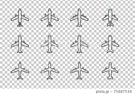 挿絵やuiに使える飛行機アイコン12種セットのイラスト素材
