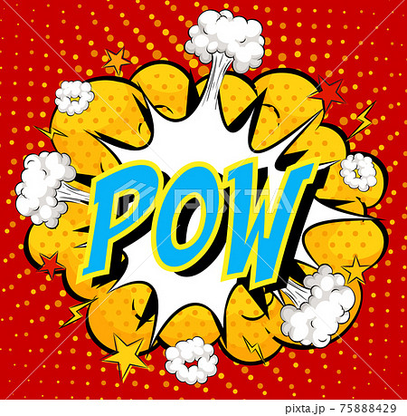 Word Pow On Comic Cloud Explosion Backgroundのイラスト素材