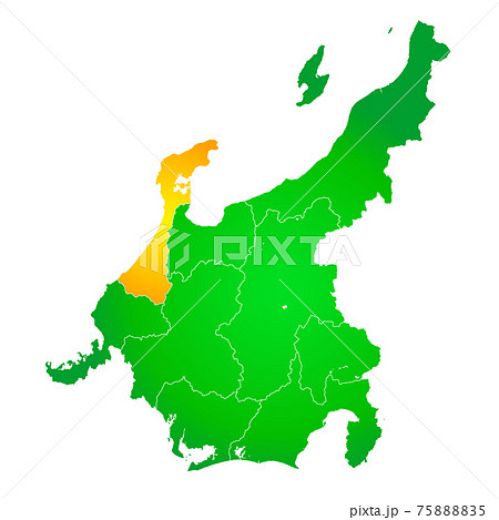 石川県地図と中部地方地図のイラスト素材 7585