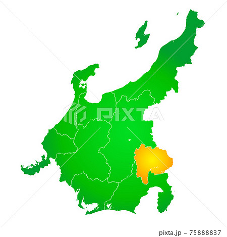 山梨県地図と中部地方地図のイラスト素材 7587