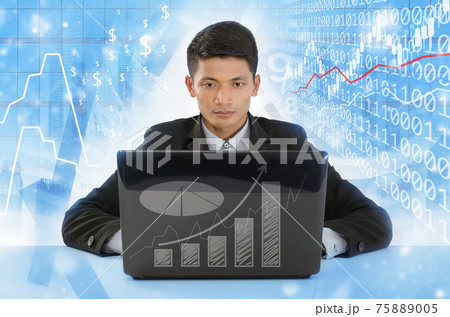 Double exposure of a businessman Double exposure of a businessman 75889005