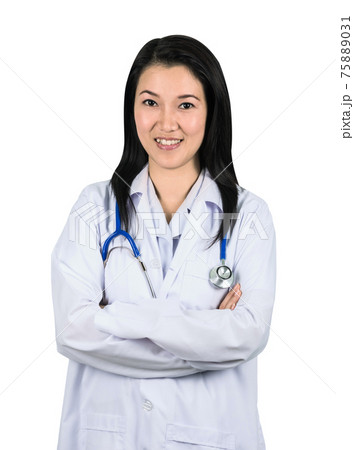 Asian woman Doctor Isolated 75889031