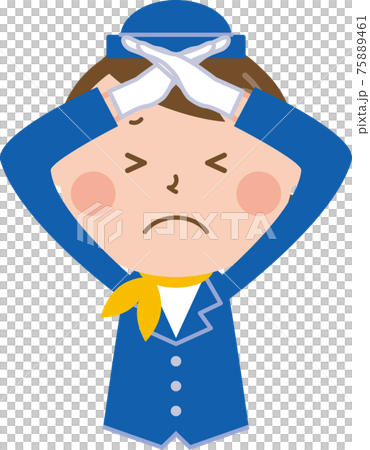 Concierge woman making a cross gesture 75889461