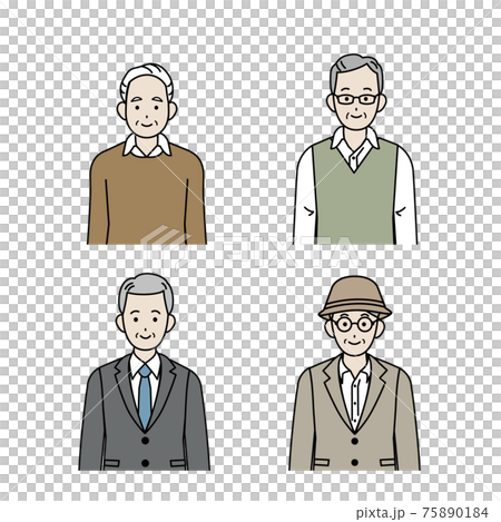 年配の男性 シニア 高齢者 人々 セット イラスト素材のイラスト素材