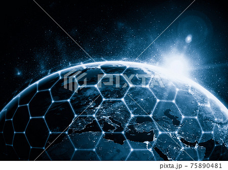 Global network connection covering the earth with lines of innovative perception Global network connection covering the earth with lines of innovative perception 75890481