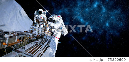 Astronaut spaceman do spacewalk while working for space station Astronaut spaceman do spacewalk while working for space station 75890600