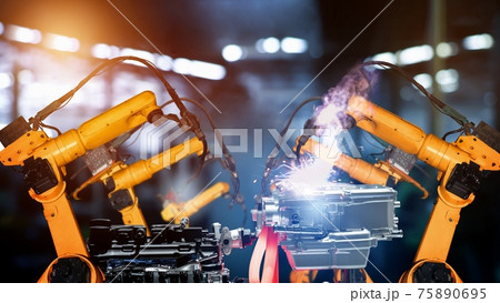 Smart industry robot arms modernization for digital factory tech 75890695