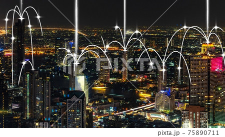 Smart digital city with globalization abstract graphic showing connection network Smart digital city with globalization abstract graphic showing connection network 75890711