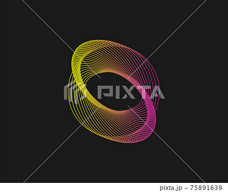Spirograph abstract element on black background. Vector illustration. 75891639