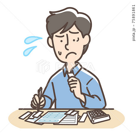 確定申告をする男性 75891861