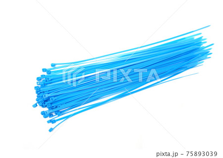 blue cable tie on white background 75893039