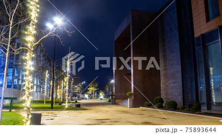 Modern park in Chisinau at night in Moldova 75893644