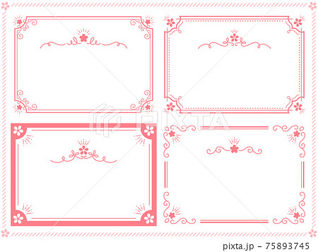 桜の洋風線装飾フレームセット 桜の洋風線装飾フレームセット 75893745