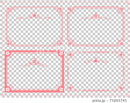 桜の洋風線装飾フレームセット 桜の洋風線装飾フレームセット 75893745