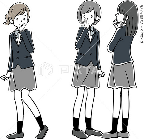 会話を気にする女子高生のイラスト素材