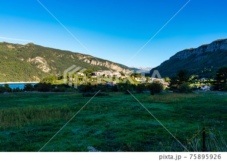 Village of Saint Julien du Verdon at Lac de Castillon in Provence, France 75895926