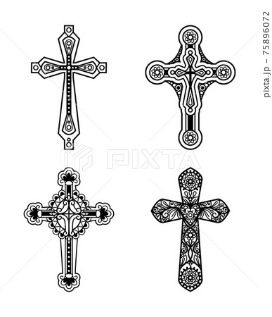 Ornate christian cross icons 75896072