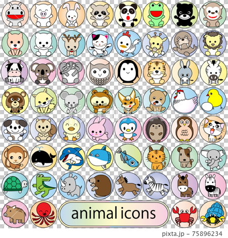 60匹の動物のアイコンセット02 75896234