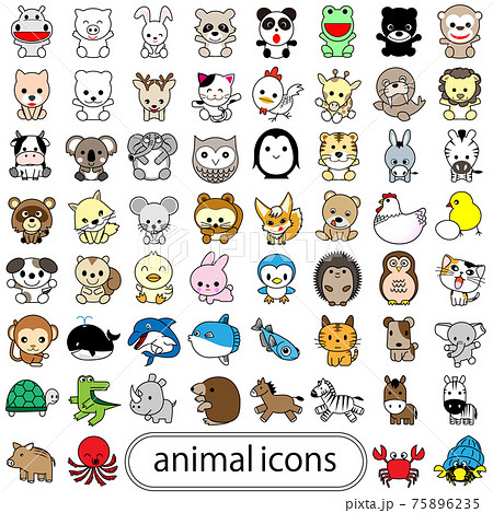 60匹の動物のアイコンセット03 75896235