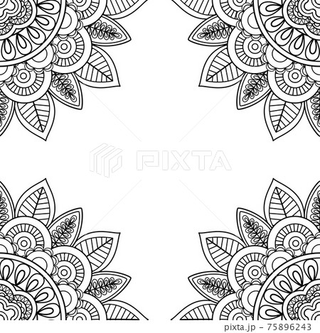 Indian floral frame for coloring pages book Indian floral frame for coloring pages book 75896243