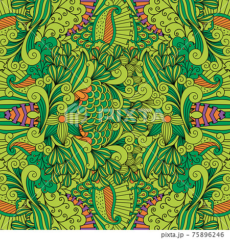 Green toned background with floral patterns Green toned background with floral patterns 75896246