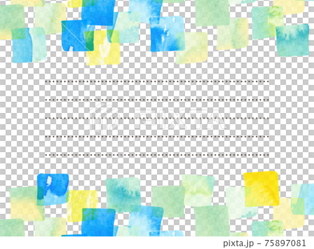 Watercolor blue square letter frame - Stock Illustration [75897081] - PIXTA