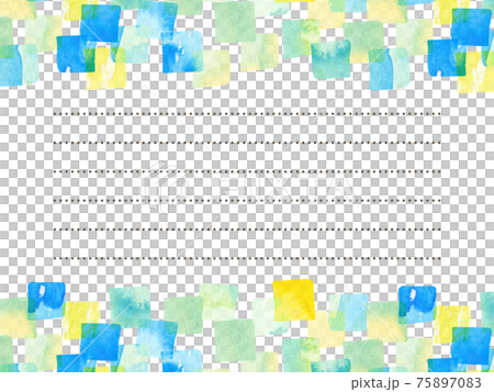 Watercolor blue square letter frame - Stock Illustration [75897083] - PIXTA