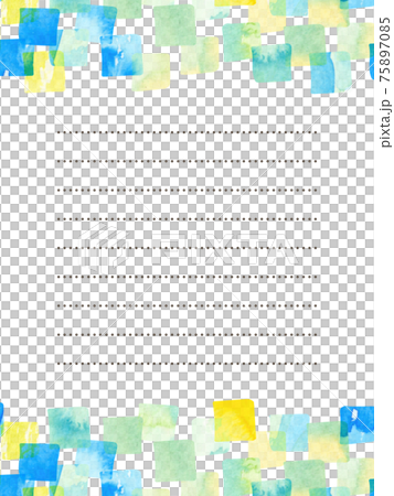Watercolor blue square letter frame - Stock Illustration [75897085] - PIXTA