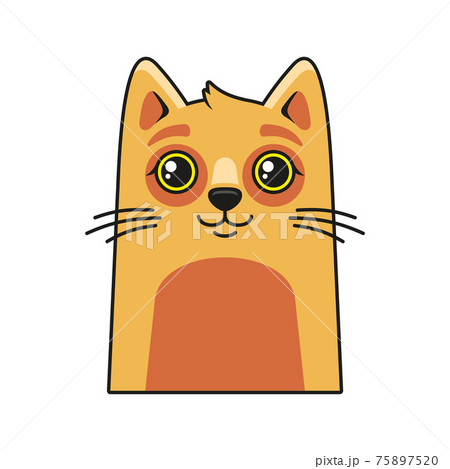 Cute Cat Face Icon. Cartoon Style on White Background Vector 75897520