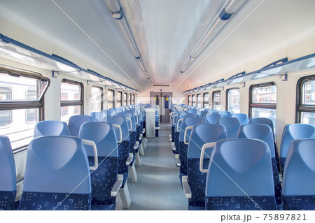 Interior of a suburban train express, Moscow, Russia Interior of a suburban train express, Moscow, Russia 75897821