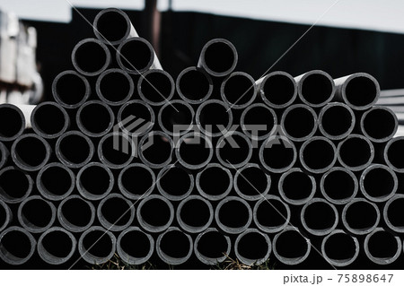 Metal pipes on the construction site 75898647