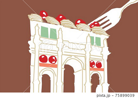 凱旋門の形のケーキのイラストのイラスト素材