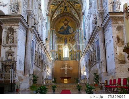 The Christ Pantokrator, Cathedral-Basilica of Monreale, is a Roman Catholic church in Monreale, Sicily, southern Italy 75899065