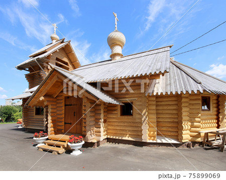 Modern Wooden Orthodox church in Moscow, Russia Modern Wooden Orthodox church in Moscow, Russia 75899069